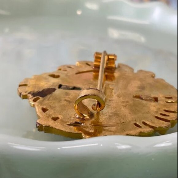 Vintage Sporrong & Co. Stockholm Blue Enamel 3 Crown Gold Brooch Pin Swedish - Picture 13 of 16